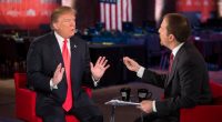 Donald Trump and Chuck Todd in a televised interview.