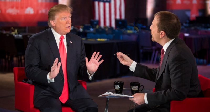 Donald Trump and Chuck Todd in a televised interview.