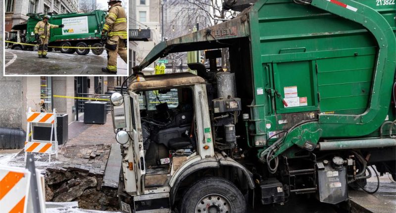 Nebraska neighborhood loses power for hours after garbage truck gets stuck in sinkhole