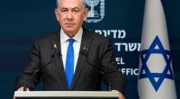 Benjamin Netanyahu at a press conference.