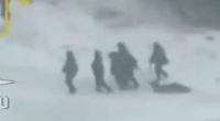 Aerial view allegedly showing North Korean soldiers in Plekhovo, Kursk region.