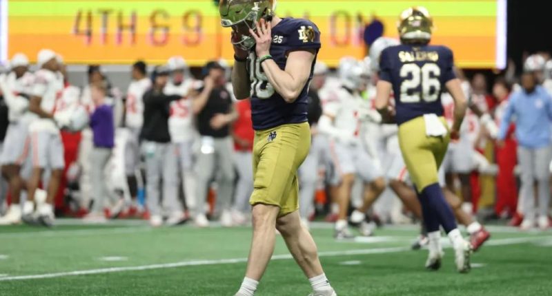 Notre Dame left to rue doinked field goal as CFP championship rally falls short