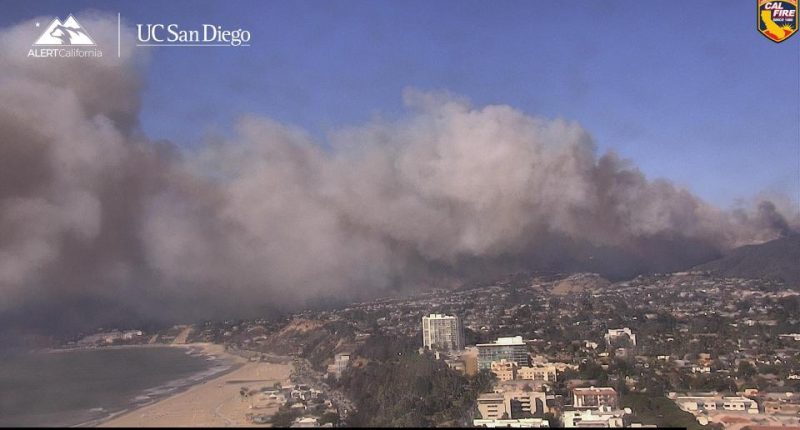 A raging fire has broken out in west Los Angeles, and it's heading toward the historic Pacific Palisades neighborhood