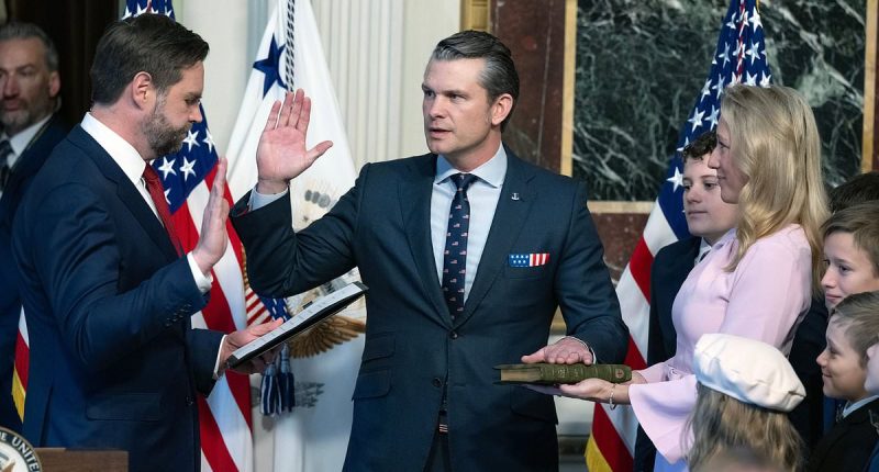 Pete Hegseth's seven children watch as he's sworn in as Defense Sec
