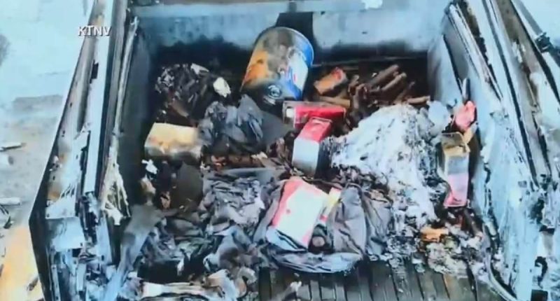 Police release dramatic pictures of explosives packed into Cybertruck