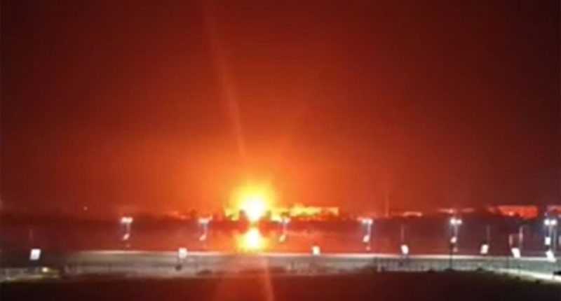 Explosion at a Ukrainian port on the Danube River.