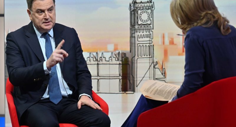 Mel Stride, Shadow Chancellor of the Exchequer, being interviewed.