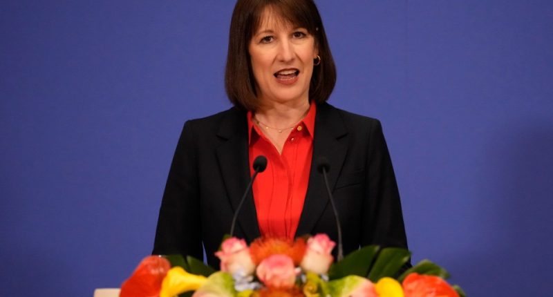 Rachel Reeves speaking at a press conference.