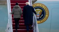 President Donald Trump and Melania Trump boarding Air Force One.
