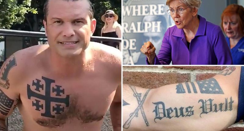 Sen. Warren rips Hegseth's Christian tattoo, anti-woke push
