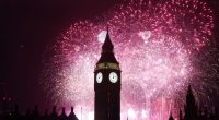 Fireworks light up the sky over Elizabeth Tower, also known as Big Ben