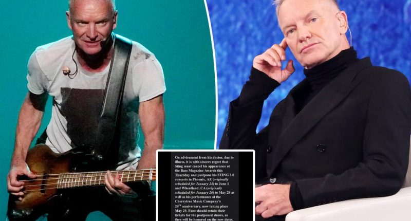 Sting postpones multiple US concerts due to throat infection