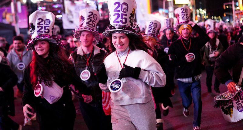 Thousands descend on Times Square to welcome in the New Year
