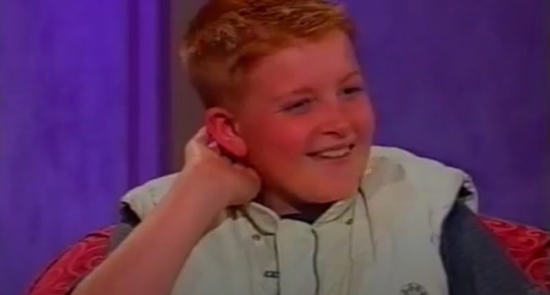 Rory Sykes pictured on TV as a child
