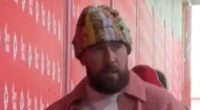Travis Kelce arrives for Chiefs-Texans playoff game at Arrowhead