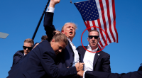 Donald Trump with Secret Service agents.