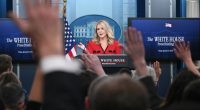 White House Press Secretary Karoline Leavitt at a press briefing.