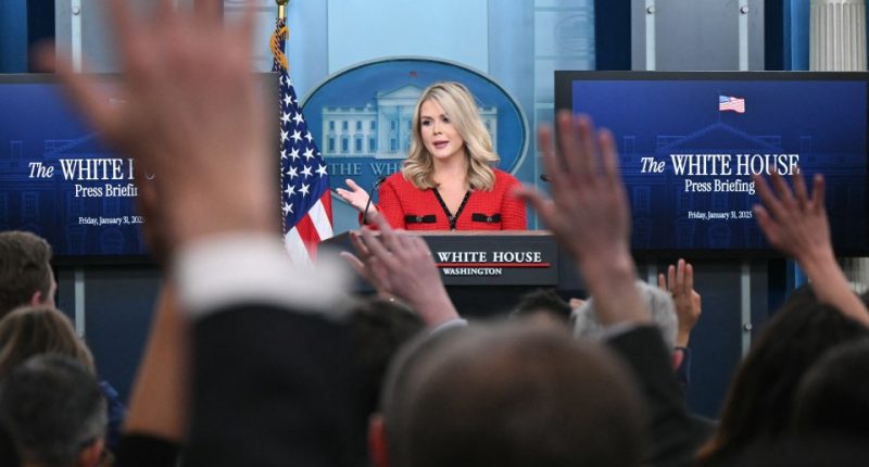 White House Press Secretary Karoline Leavitt at a press briefing.
