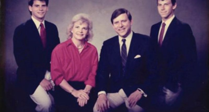 The Menendez family: Kitty and Jose Menendez, seated center, are pictured with their two sons, Lyle, left, and Eric, right