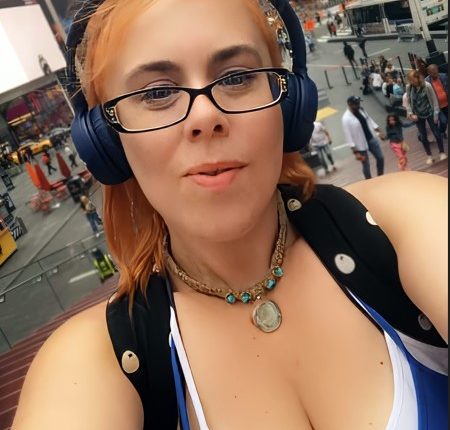 Selfie of Aimee Betro in Times Square.