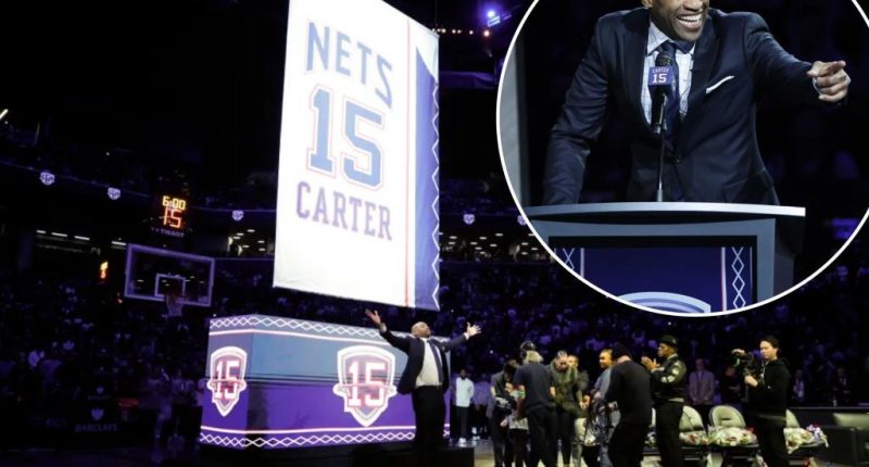 Vince Carter gets 'emotional' during Nets' jersey retirement ceremony