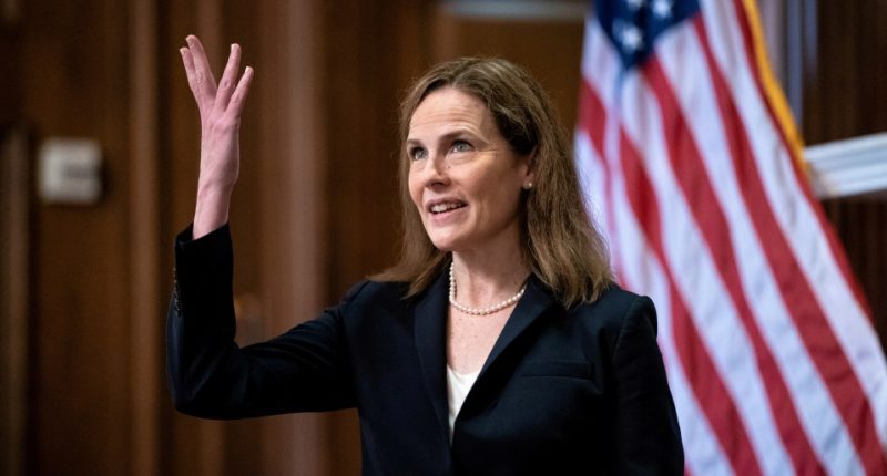 Amy Coney Barrett was sworn in as Supreme Court justice to replace Justice Ruth Bader Ginsburg in 2020