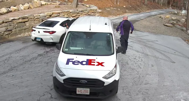 Wild video shows thief brazenly rip package right out of FedEx driver's arms in Massachusetts robbery