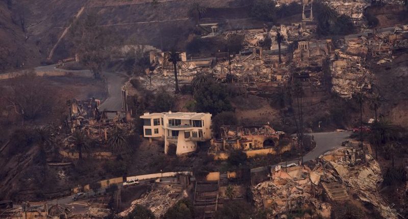 Aerial video shows before and after views of Palisades Fire in Los Angeles