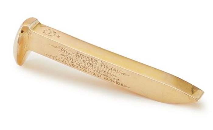 Anchorage Museum among Alaskans combining to win auction for Alaska Railroad's golden spike
