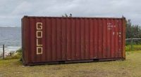 A shipping container has been placed in front of a Sydney beach after tree vandalism