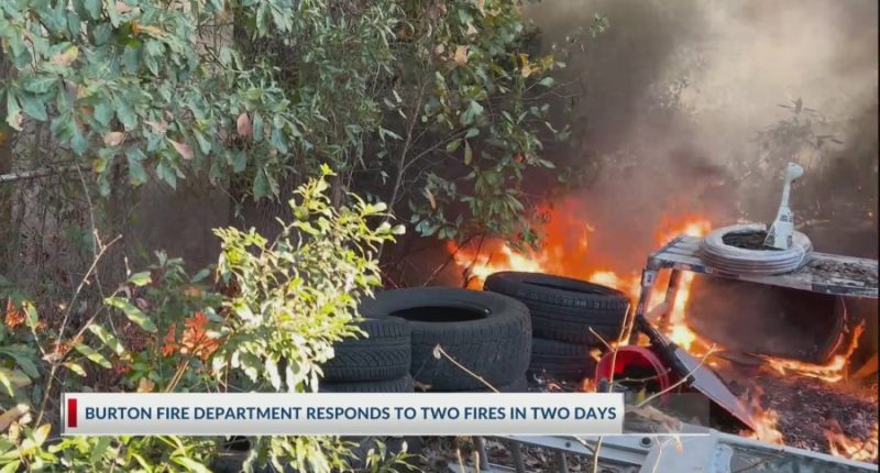 Burton officials urge safe burning after 2 brush fires threaten homes