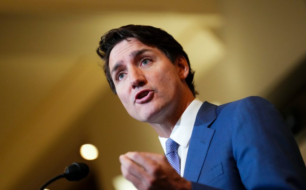 Prime Minister Justin Trudeau holds a press conference on Parliament Hill in Ottawa Thursday, Oct. 24, 2024. (Sean Kilpatrick/The Canadian Press via AP)