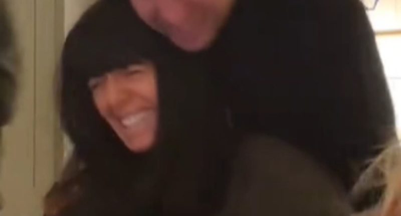 Claudia Winkleman makes a rare appearance with her three kids in clip