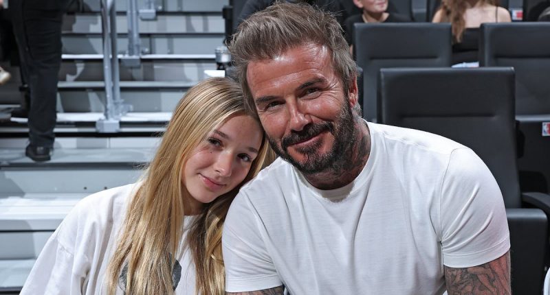 David Beckham cosies up to daughter Harper at Miami basketball game