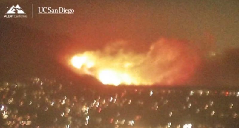 The Eaton Fire has burned hundreds of acres near Altadena on Jan. 7, 2025. (Alert California)