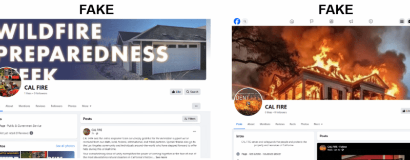 Fake Cal Fire social media accounts are asking for donations
