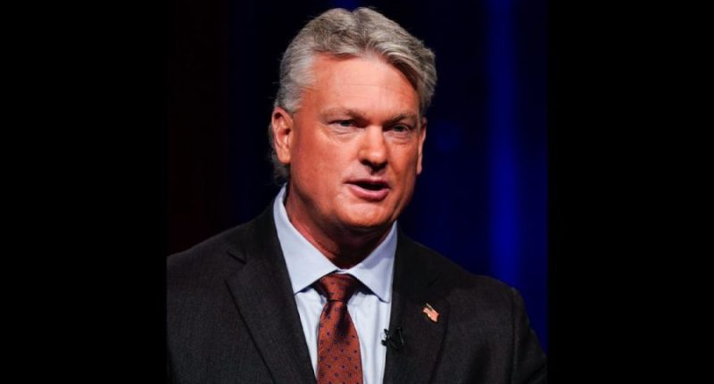 Mike Collins participates in Georgia's 10th Congressional District republican primary election runoff debates on June 6, 2022, in Atlanta. (AP Photo/Brynn Anderson, File)