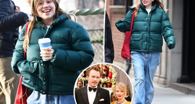 Heath Ledger and Michelle Williams’ daughter, Matilda, all smiles grabbing coffee with pal in rare sighting