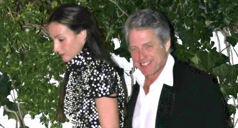 Hugh Grant departs Golden Globes party with Anna Elisabet Eberstein
