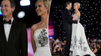 Ivanka Trump wears gorgeous white gown, complete with black floral patterns at Donald Trump’s inaugural ball