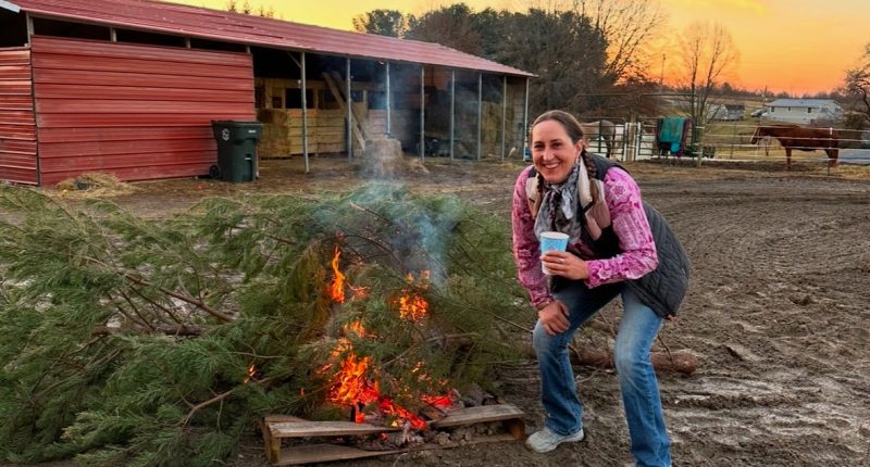 Jonesborough Equestrian Center repurposing Christmas trees for tree burning & barn dance party