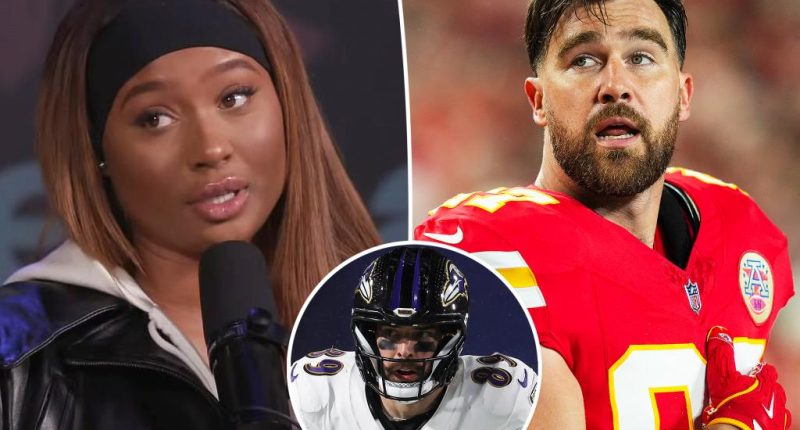 Kayla Nicole praises ex Travis Kelce while shading Ravens tight end Mark Andrews after playoffs heartbreak: Chiefs star won’t ‘drop the ball’