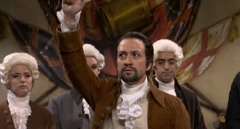 Lin-Manuel Miranda surprises 'Saturday Night Live' as 'Hamilton' but is interrupted by James Austin Johnson's Donald Trump