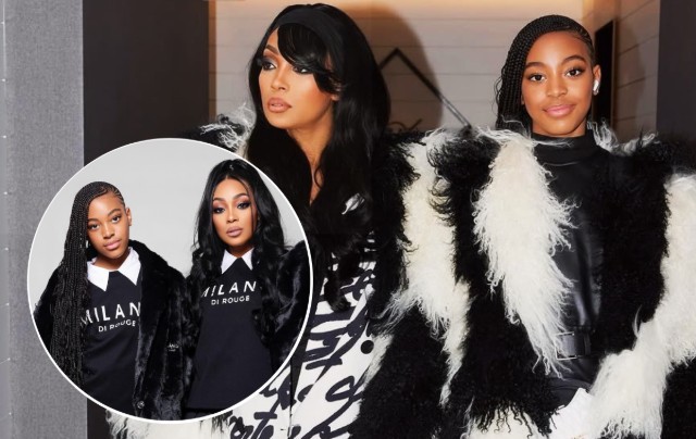 MONICA AND DAUGHTER LAIYAH TWIN IN MATCHING OUTFITS