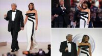 Melania Trump stuns in black-and-white, strapless gown at President Trump’s inaugural ball