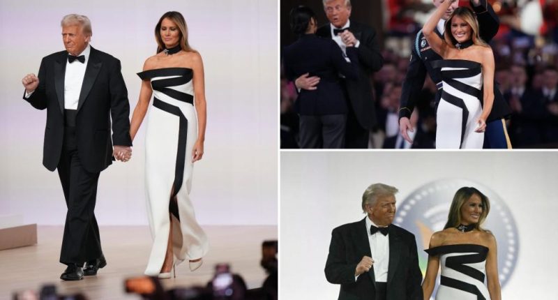 Melania Trump stuns in black-and-white, strapless gown at President Trump’s inaugural ball