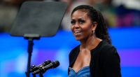 Former first lady Michelle Obama speaks at the opening ceremony of the U.S. Open tennis championships on Aug. 28, 2023, in New York.