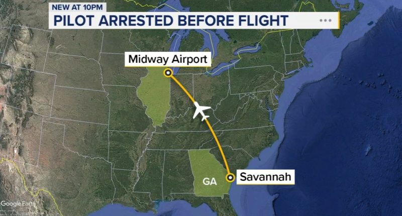 Midway, Chicago-bound Southwest Airlines flight delayed after pilot arrested for DUI at Savannah Hilton Head Airport in Georgia
