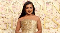Mindy Kaling Shimmers While Walking Golden Globes Red Carpet