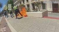 WA Police officer suffers minor burns as man lights firebomb during arrest